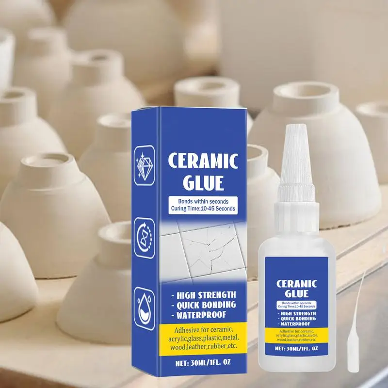 Pegamento para cerámica, pegamento para cerámica, reparación de cerámica, 30 Ml, adhesivo fuerte, pegamento de porcelana, pegamento transparente, pegamento de vidrio fuerte