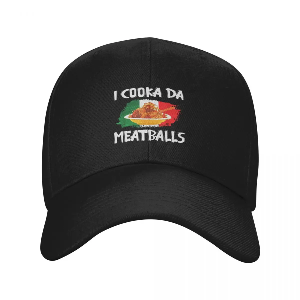 

Cooka Da Meatball Funny Italian Slang Italy Food Spaghetti Baseball Cap Sun Cap Unique hats funny hat Trucker Hat Male Women's