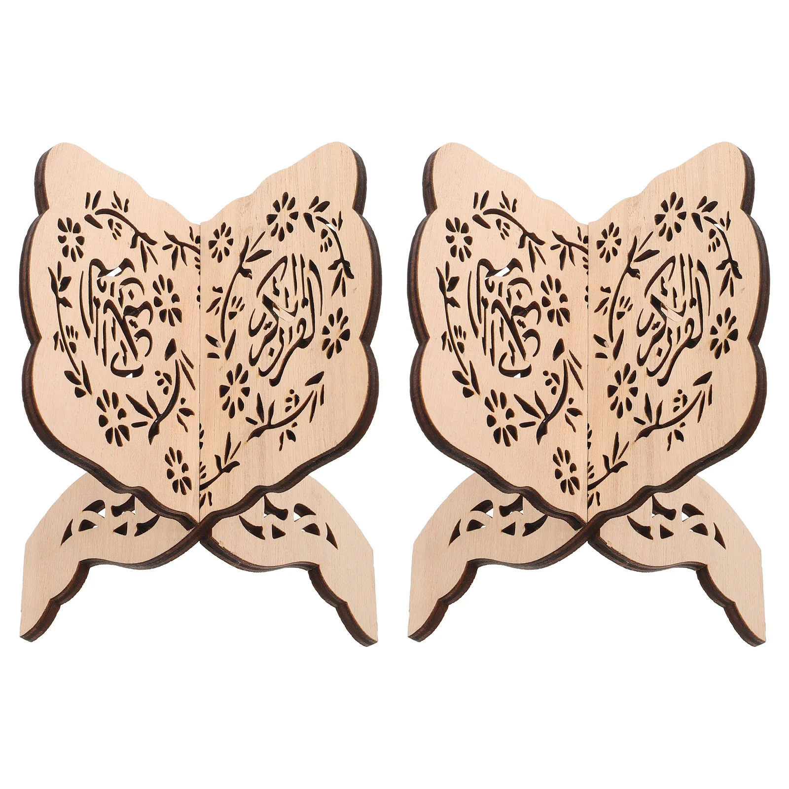 2 Pcs Wooden Quran Bookshelf Stand Holder Reading Decorative Bookends Koran Desk Bibles Stands