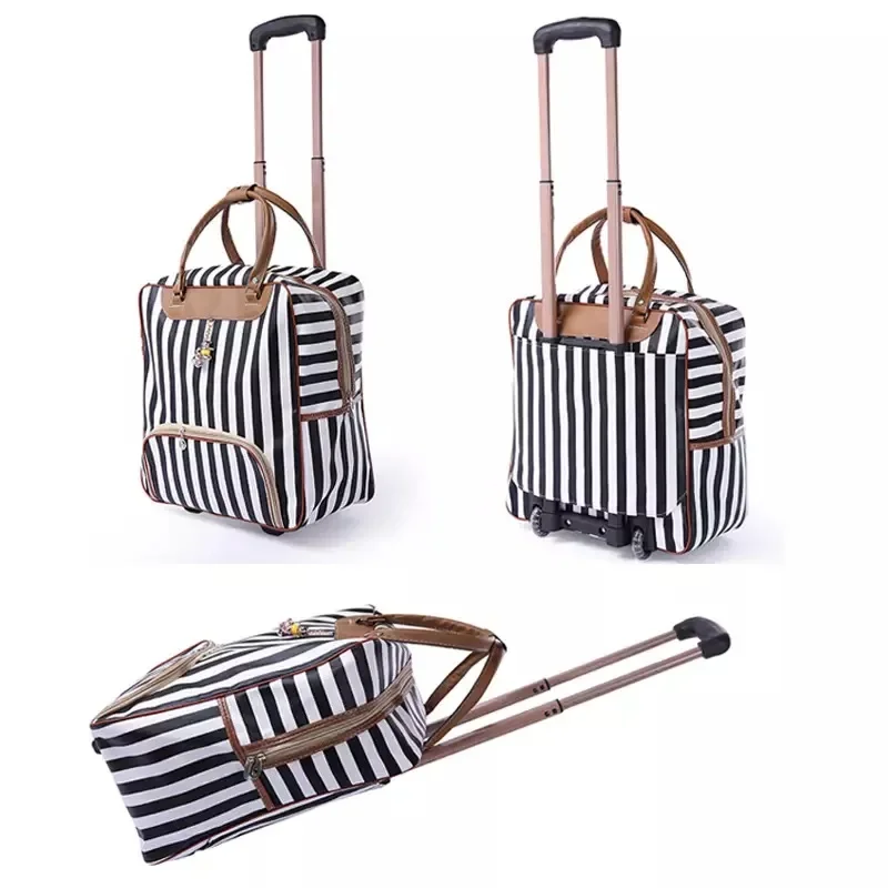 weekend Bag Women Trolley Luggage Rolling Suitcase Brand Casual Stripes Rolling Case Travel Bag on Wheels carry ons Suitcase