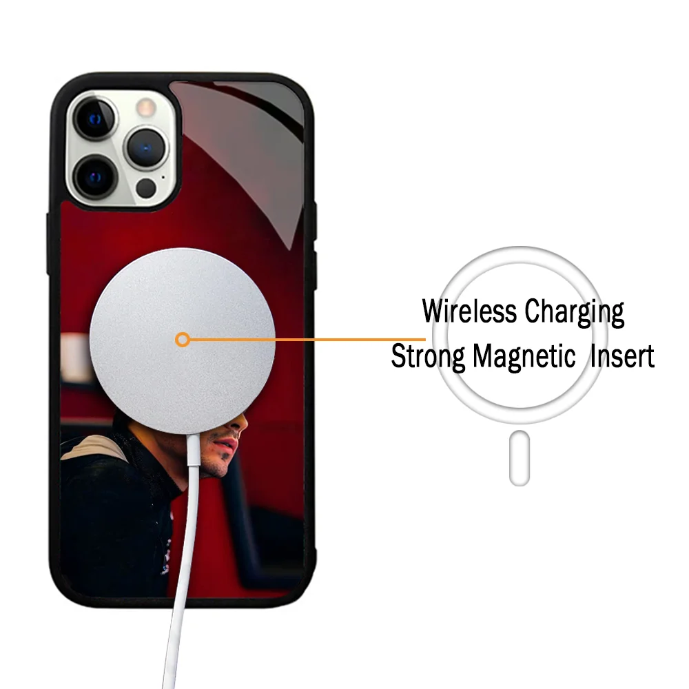 C- Charles Leclerc 16 F1 Phone Case For IPhone 11 12 13 14 15 Plus Pro Max Mirror Acrylic Cover For Magsafe Wireless Charging