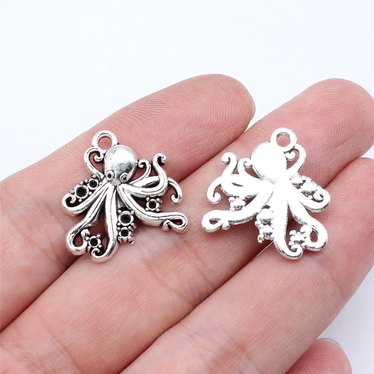 WYSIWYG 10pcs 21x21mm Antique Silver Color Octopus Charms Pendant For DIY Jewelry Making Handmade Jewelry Craft Findings