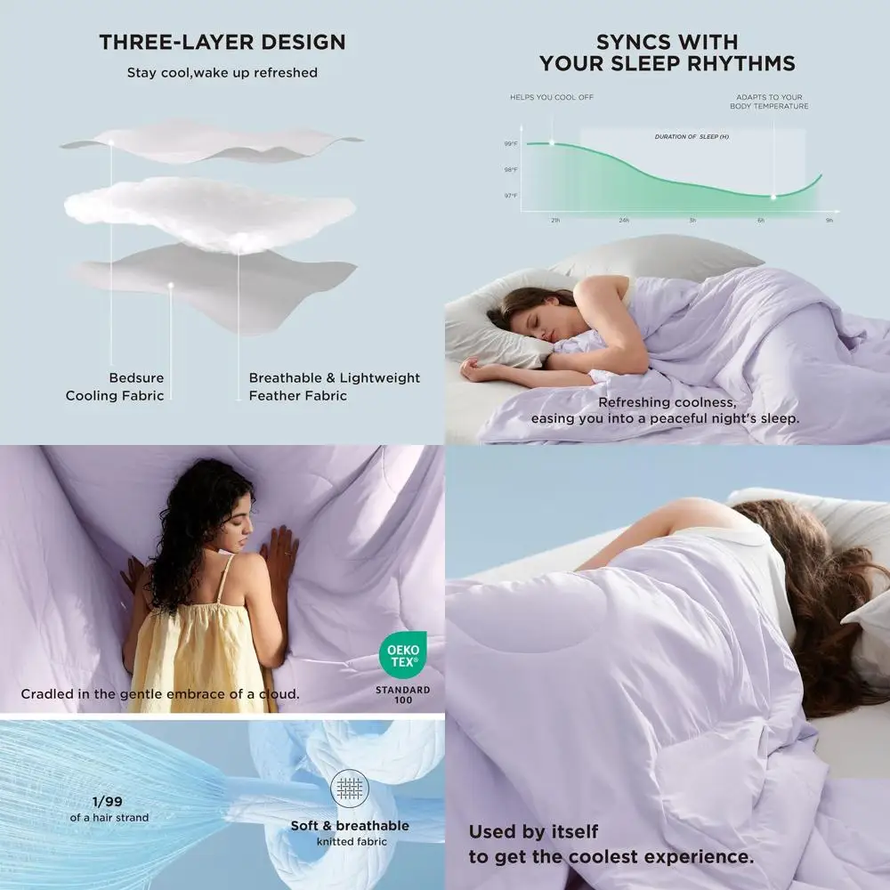 

Одеяло King Size для лета, охлаждающее, дышащее и легкое, идеально для тех, кто потеет ночью, с ароматом лаванды, 104x90 дюймов