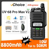 UV-68 Pro Max V2 10W Walkie Talkie IP68 8800 mAh Battery High Power USB-C UV-98 Pro UV-S22 Pro V2 FM CB Radio VHF/UHF Long Range