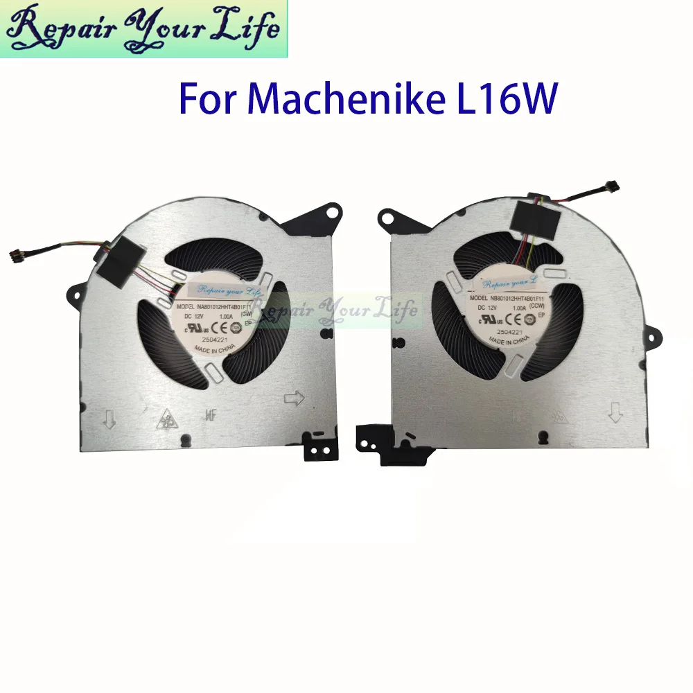 DC12V CPU GPU Cooling Fan For Machenike L16 L16W NB801012HHT4B01F11 NB801012HHT4B01F11 Notebook Processor Cooler Fans Radiator