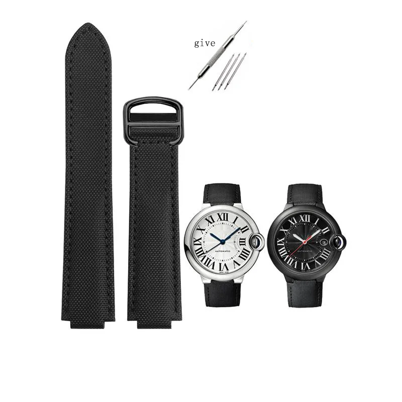 

YOPO New Black Waterproof Canvas Men's And Women's Watch Chain, Folding Buckle Convex Mouth Woven Nylon Watchband 20x8 16x9mm