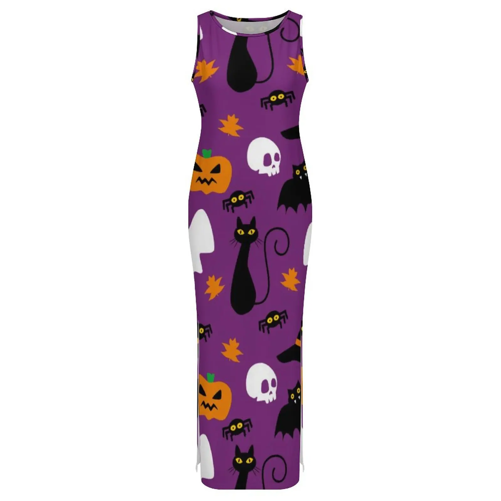 Cute Halloween Dress Sleeveless Ghost And Skull Street Fashion Maxi Dresses Club Sexy Bodycon Dress Women Big Size Vestidos