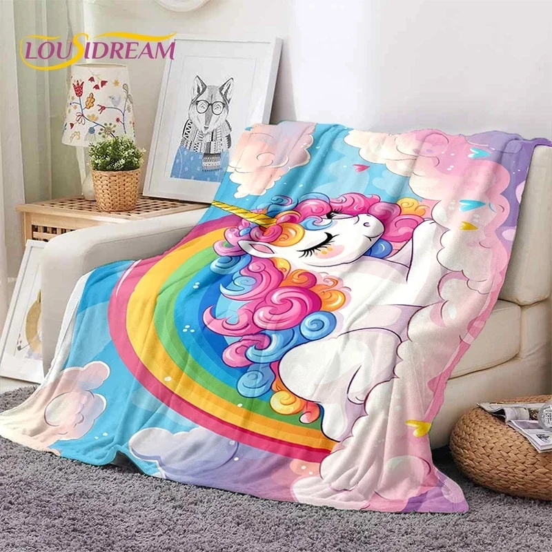 

3D Cute Dream Unicorn Cartoon Girl Soft Flannel Blanket for Beds Bedroom Sofa Picnic,Throw Blanket for Outdoor Leisure Nap Gift