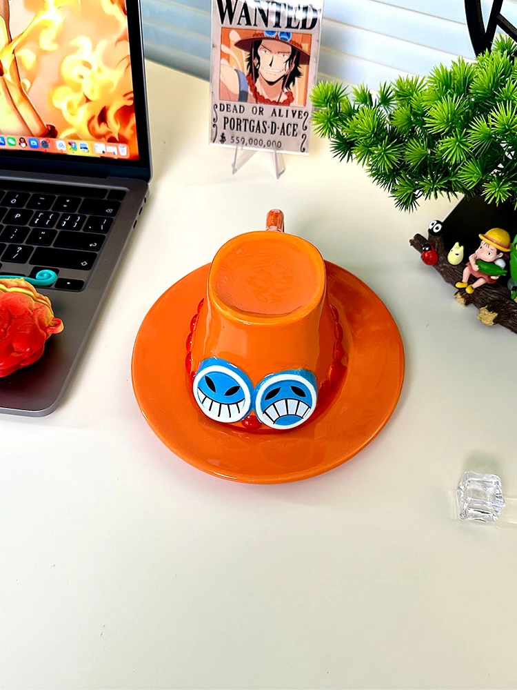 in stock One Piece ASL hat Ceramic cup Ace Luffy Saab Cartoon mug Cute cup Decoration Collection handmade ceramic cup gifts