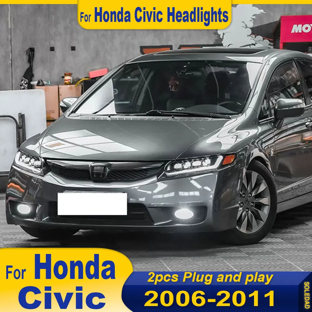 

Для Honda Civic светодиодные фары 2006 2007 2008 2009 2010 2011 8th FA1, модифицированные передние DRL указатели поворота в сборе, аксессуары