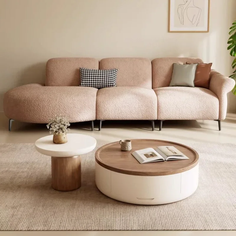 

Minimalist sofa, small apartment living room straight arc electric sofa