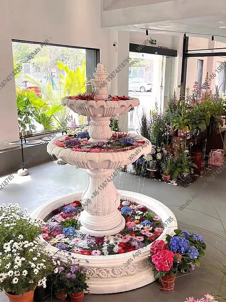 XX European-style Flowing Water Fountain Flower Pot Shape Villa Courtyard Real Estate Square Decoration Sculpture Ornament