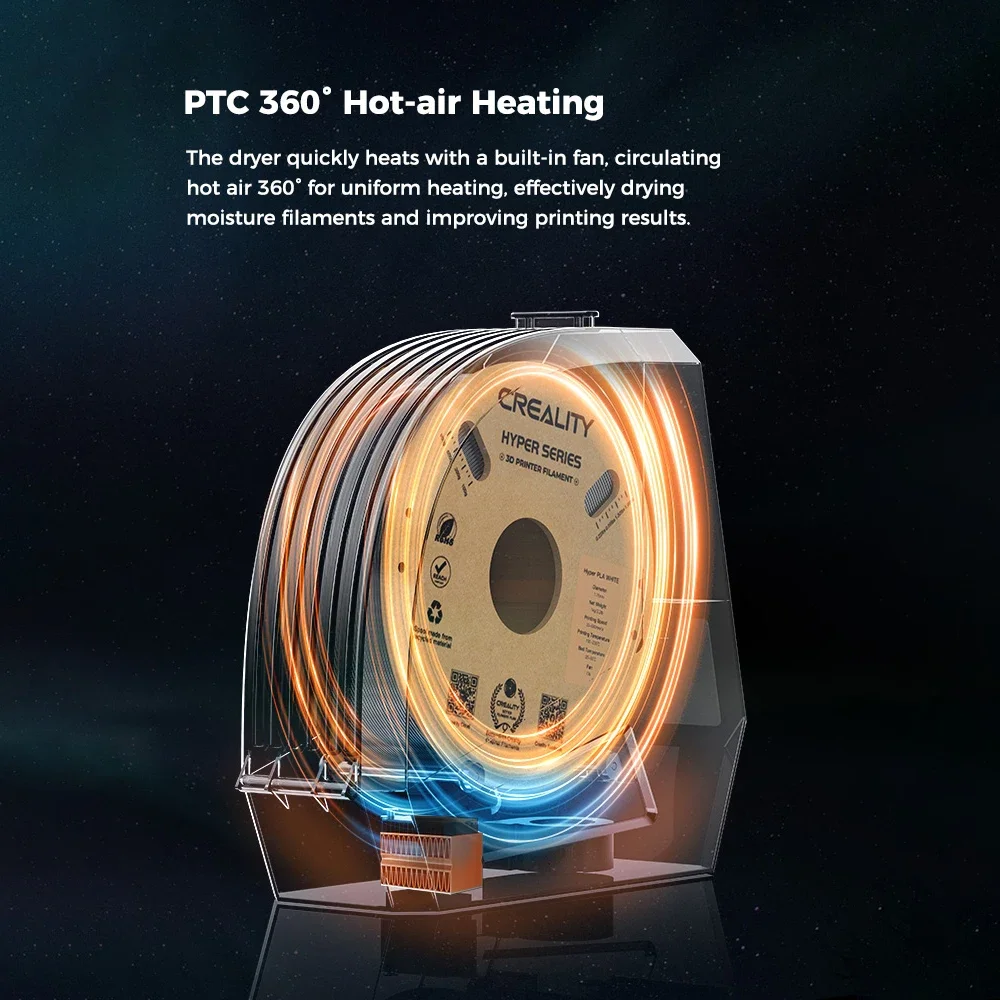 

Creality 3D Space Pi Filament Dryer Box Plus Upgraded Filament Storage Dehydrator Adjustable Temperature 45℃-70℃ Heating 0-48h