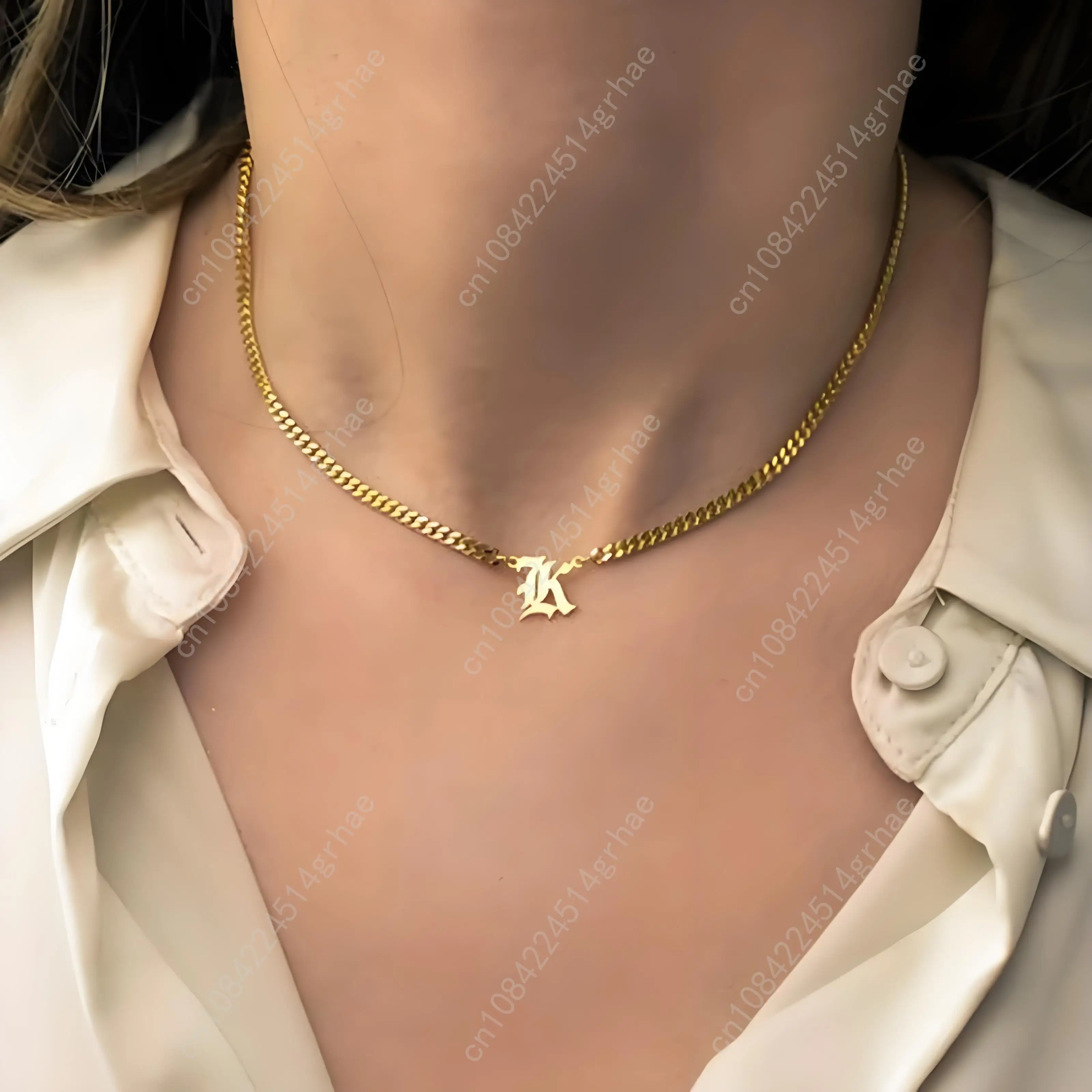 Custom Initials Necklace, Gold - Plated Personalized Pendant, Stainless Steel Chain, Trendy Letter Jewelry for Women, Ideal Gift