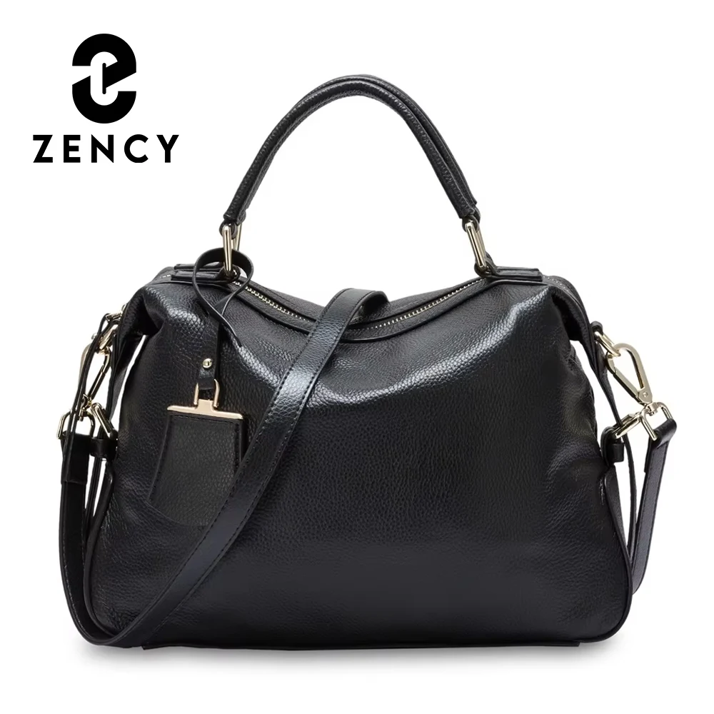 Zency Fashion Women Tote Bag 100% Genuine Leather Handbags Female Boston Charm Messenger Crossbody Purse Luxury Shoulder Bags