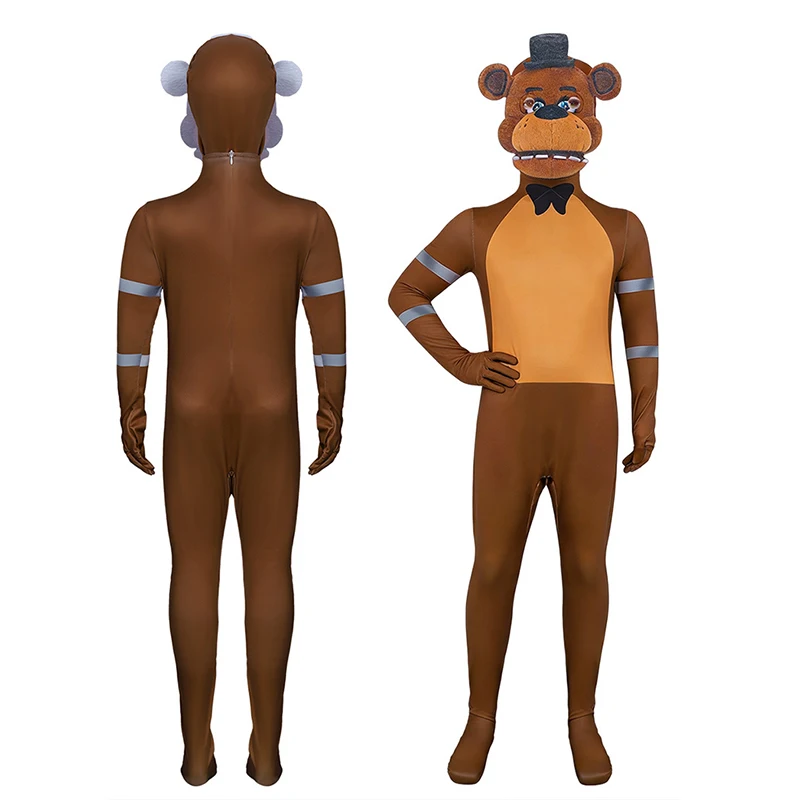 Anime Funny Bear Five Nights Freddyed Jumpsuit Fancy Halloween Costumes For Kids Adult Cosplay Nightmare Fazbear Bear Uniform