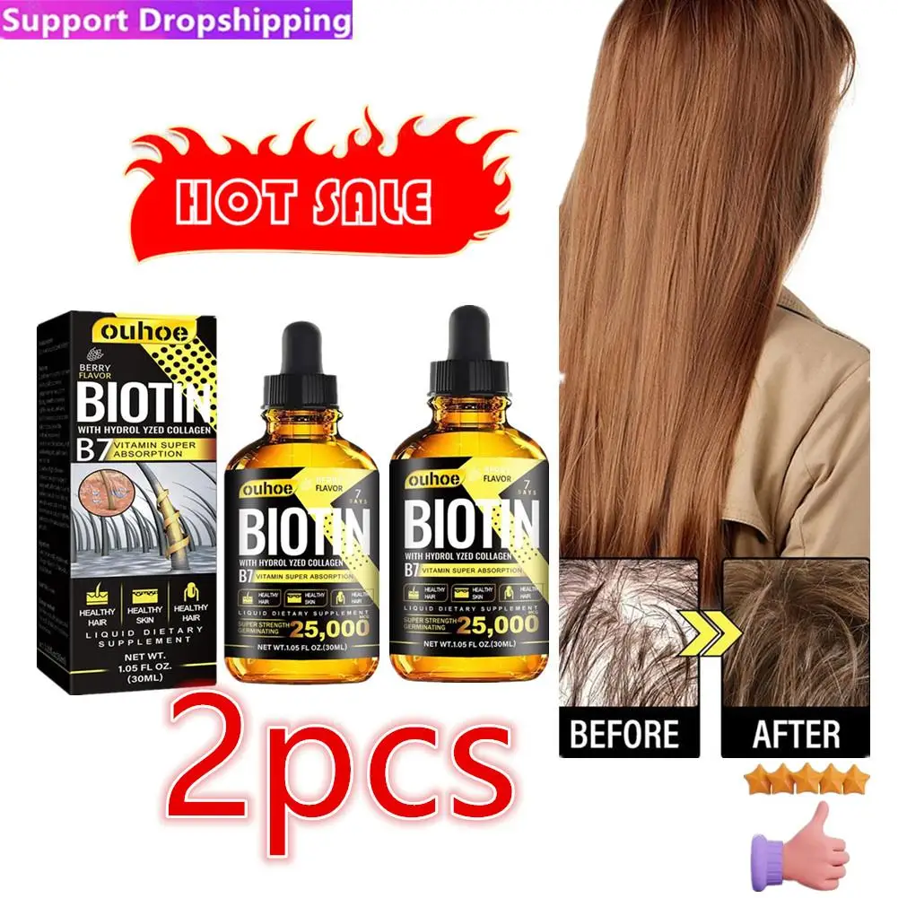 

2pcs 30ML 2024 Biotin Fast Oil Hair Regrowth Serum Hair Thinning Treatment Liquid Anti-hair Loss For Women Men