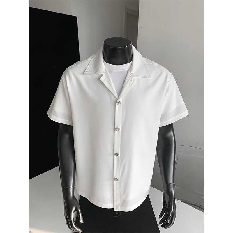 

Summer New Man Short-Sleeved Shirt Lapel Single-Breasted Solid Color Korean-Style Youth Vitality Casual Fashion Men's Clothing