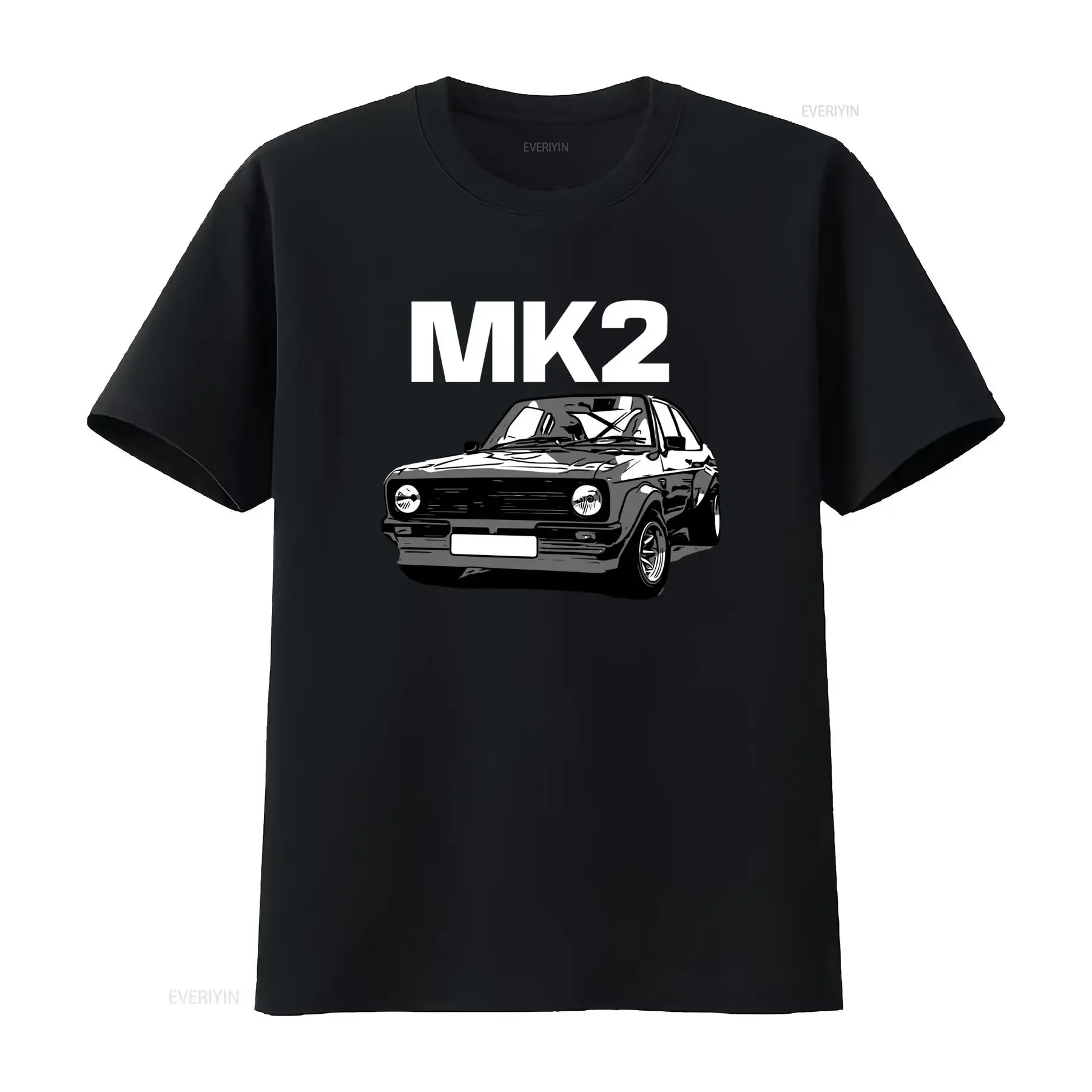 Men's Mk2 Escort Car T Shirt for Vintage 1980s Retro Design with License Plate Logo Casual Round Neck Dad Birthday Enthusiast