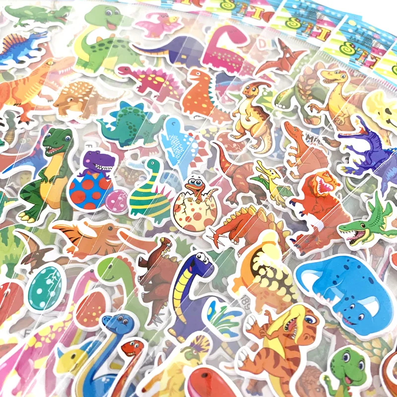 12 Sheets/Set Kids Cartoon Dinosaur Animal Sticker DIY Scrapbooking Sticker for Boys Children's Gift