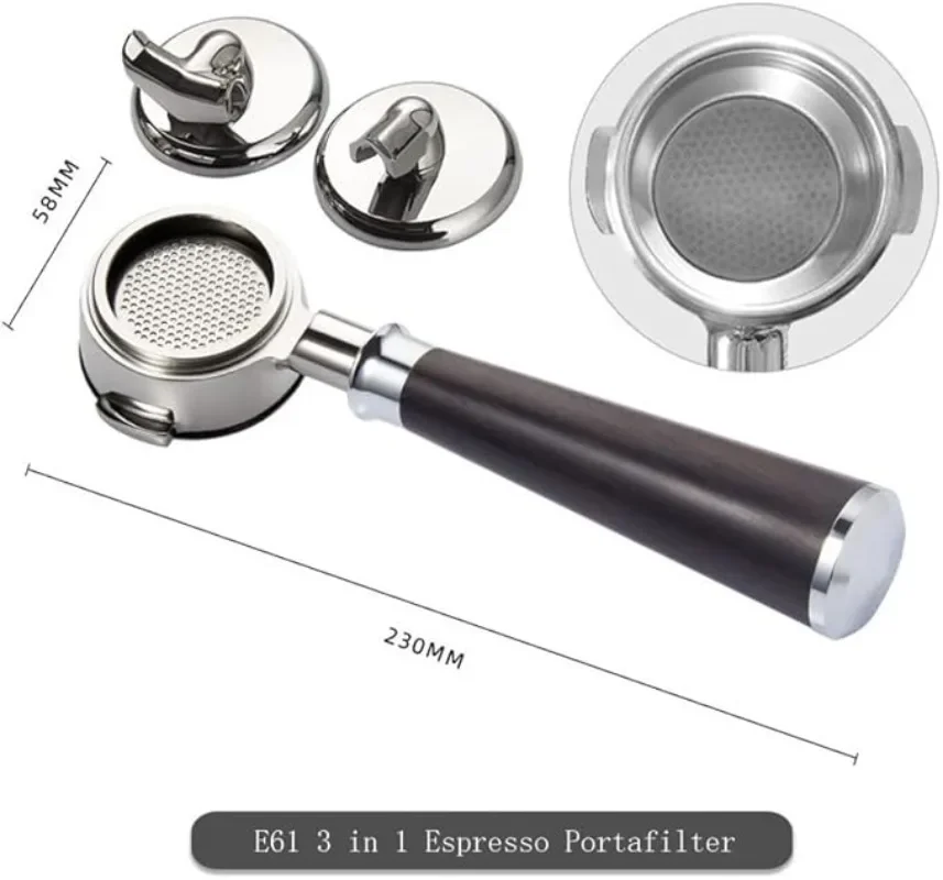 3 in 1 Espresso Naked Portafilter 58mm for E61 Double Spout Single Nozzle Stainless Steel Cafe Accessories New Year Best Gifts