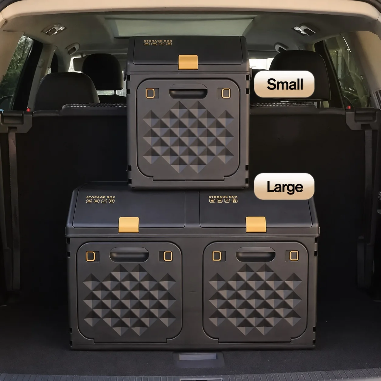 Image of Faltbare Leder-Kofferraumbox, Multifunktionale Notfall-Aufbewahrungstasche mit Großer Kapazität