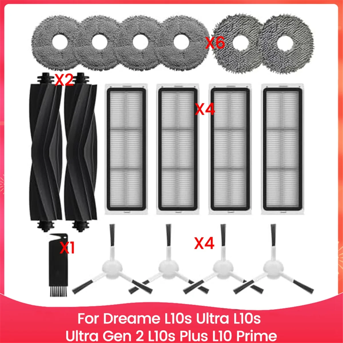Sales For Dreame L10s Ultra, L10s Ultra Gen 2, L10s Plus L10 Prime Mop Pads Hepa Filter Main Side Brushes Replacement Parts