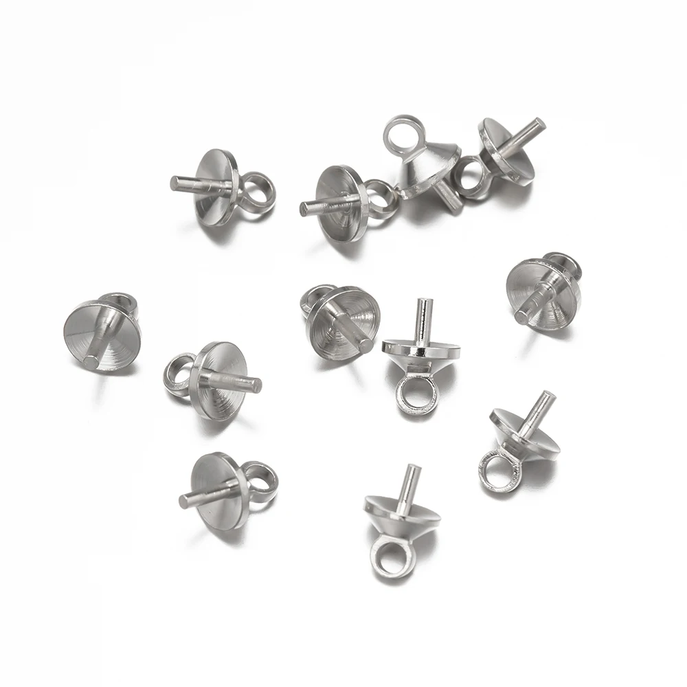 50 pz 3/4/5/6mm metallo mezzo foro Charms Eye Pins perline ciondolo Bails connettori per gioielli fai da te Makings forniture accessori