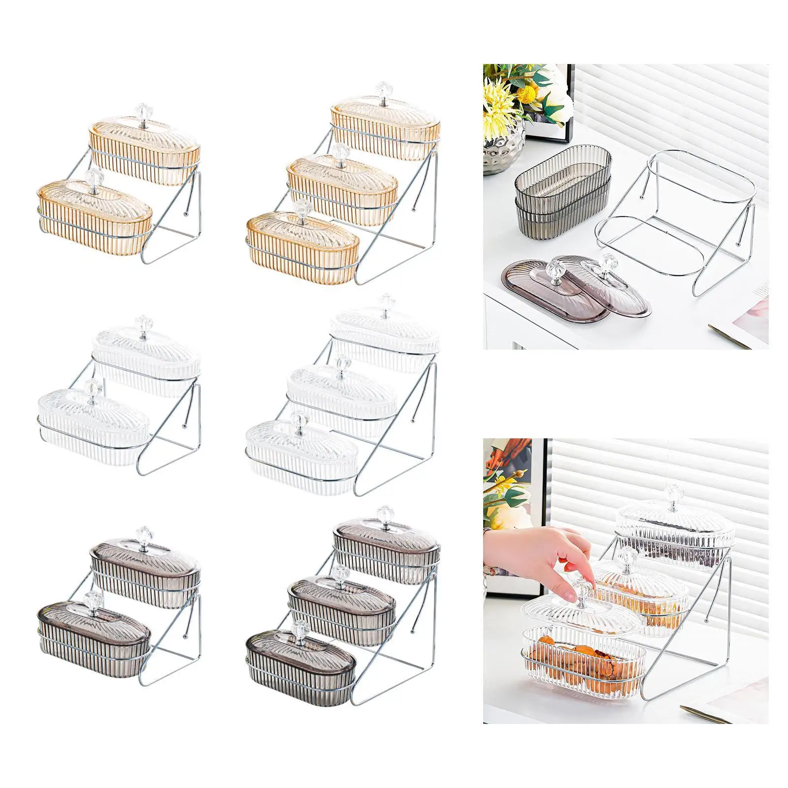 

Multi Tired Fruit Bowl with Rack Appetizer Tray for Birthday Wedding Parties