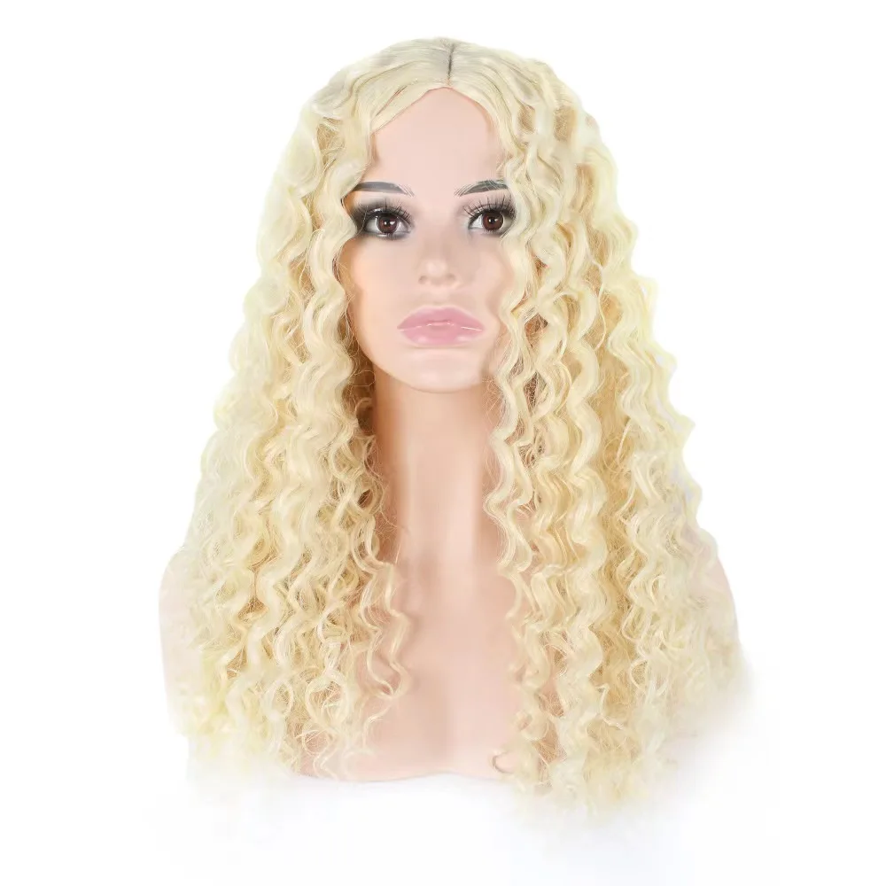 European and American matte high-temperature silk African small winding tube explosive head long curly hair synthetic wig middle