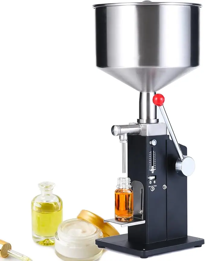 Stainless Steel Hopper Manual Paste Liquid Filling Machine, Adjustable For 5-50Ml Bottle Filling