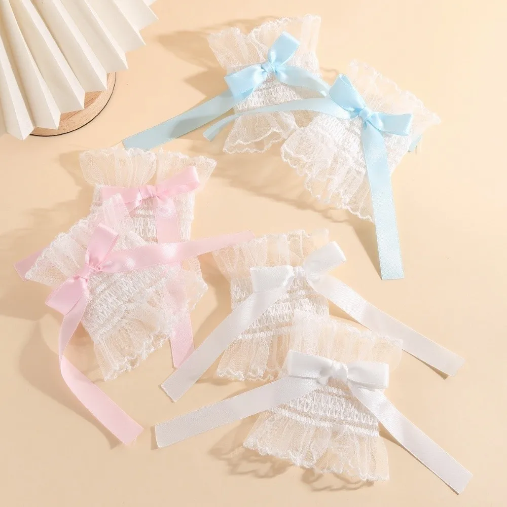 

Fashion Pleated Ruched Detachable Cuffs Y2K Hand Wrist Cuffs Bow Lace Wrist Sleeves False Cuffs Elegant Apparel