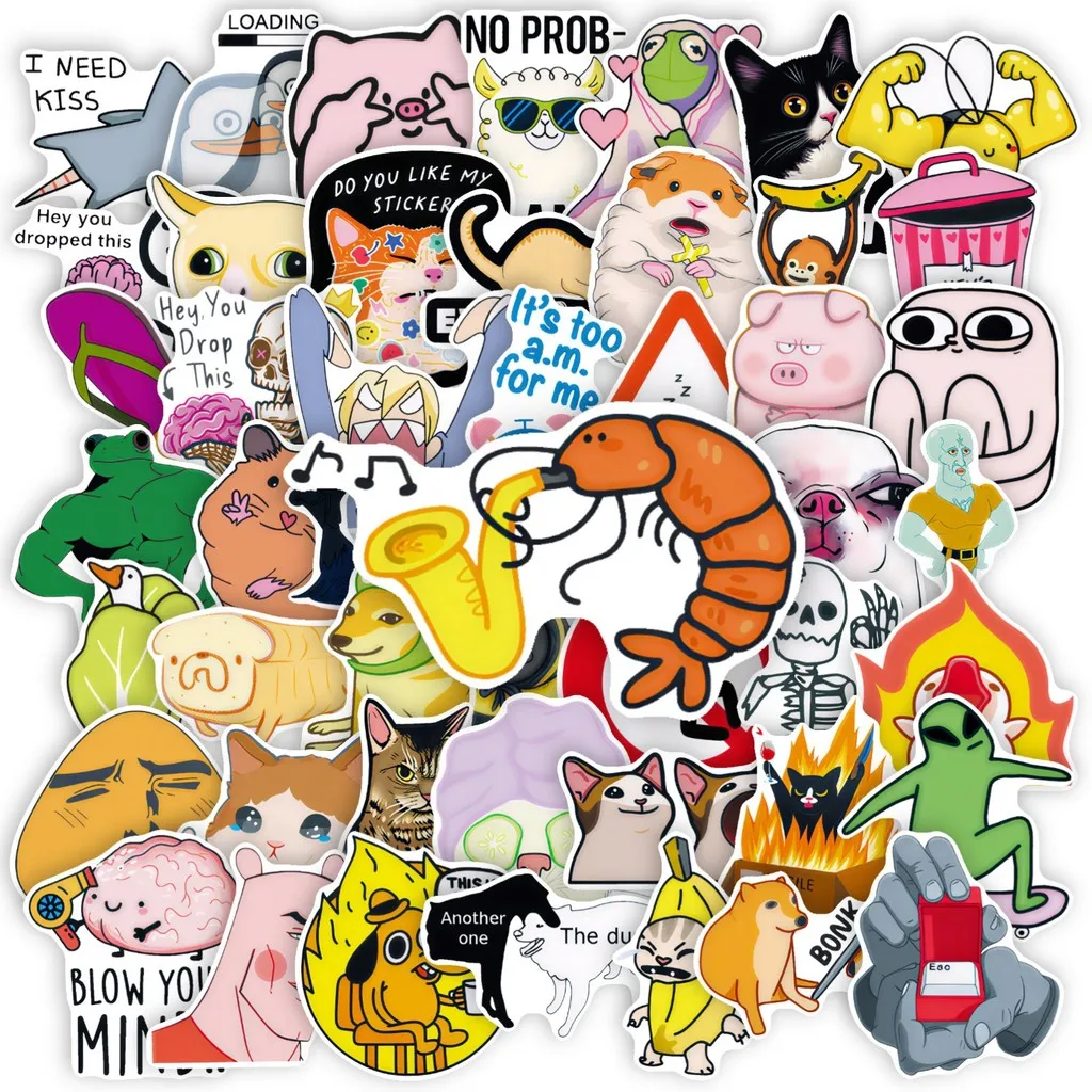 Funny Humorous Creative Stickers 50pcs Waterproof Decals for Water Cup Luggage Tablet Phone DIY Ornament Giajar Sticker Store