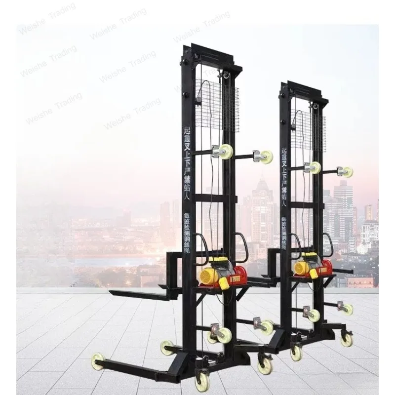 

Electric brick machine construction site with mobile remote control lifting platform doors and windows installation pipe feeding