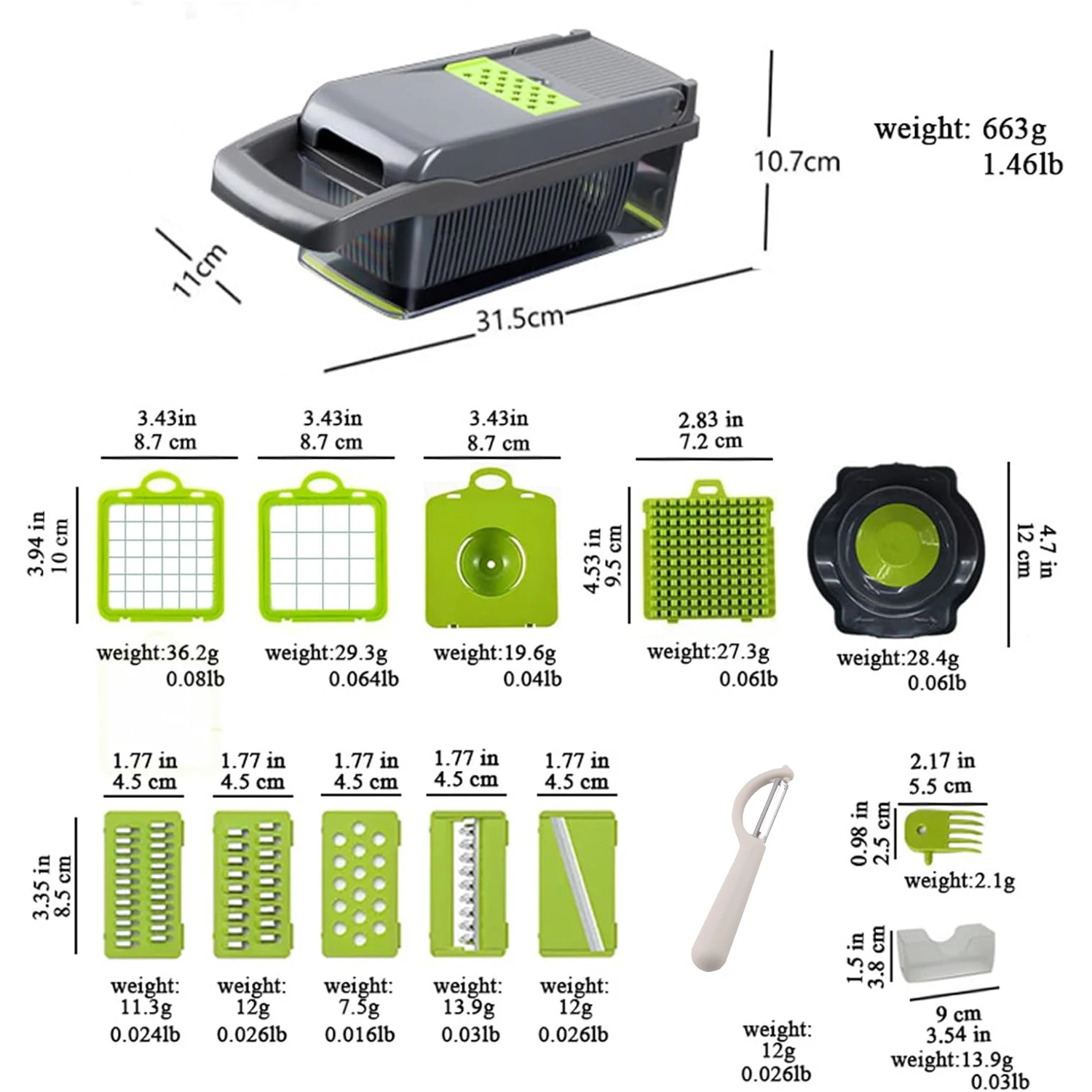 16 × 1 قطاعة مطبخ احترافية من نوع المروحية، مفرمة طعام متعددة الوظائف، مفرمة خضروات شفرة، أدوات المطبخ #4