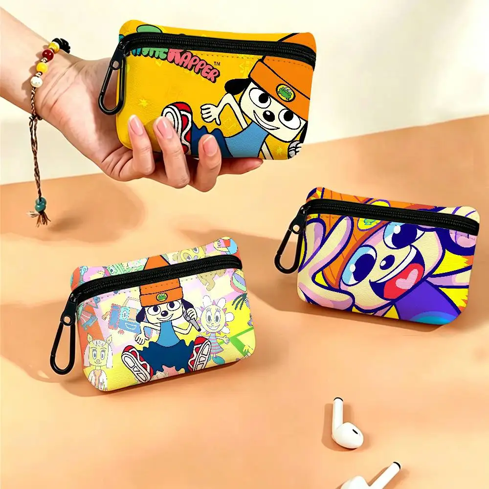 Classic P-Parappa The R-Rapper Wear-resistant Oxford Cloth Coin Purse Portable Backpack Hanging Card Storage Bag