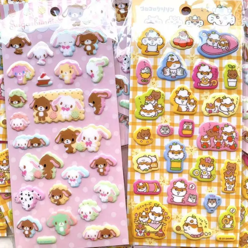 Nuovo Sanrio Usahana Sugarbunnies 3D Bubble Stickers Toy Girl's Diary Adesivi decorativi Fai da te Cassa del telefono Decorazione della fotocamera Giocattolo Gif