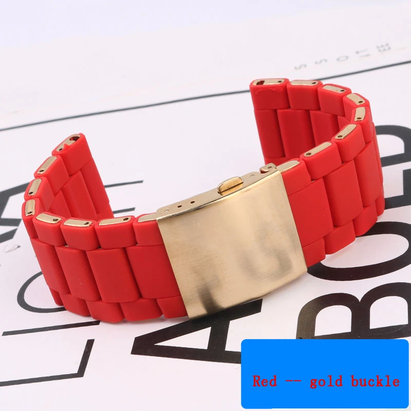 24/26/28 مللي متر حزام الساعات لساعة الديزل DZ7430 7370 7396 الرجال الطلب الكبير الأحمر ماجيك الأسود المحارب المطاط المغلفة حزام ساعة الصلب