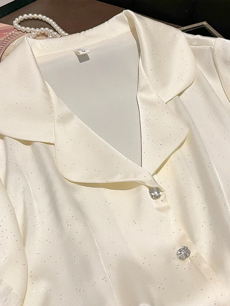 New high-quality sleepwear, short sleeved pants, mulberry silk home suit set, thin lace sleeves
