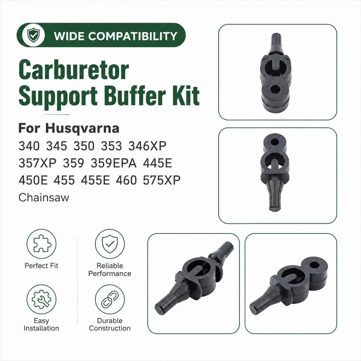503869301 Replacement Carburetor Support Buffer Kit 2Pcs For Husqvarna 445E 450E 455 455E 460 575XP Chainsaw Saw Parts