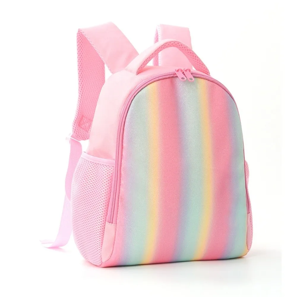 Fashionable Korean-style Striped Backpack Color-blocked Preppy Style Large Capacity School Bag Durable Cute Rainbow Backpack