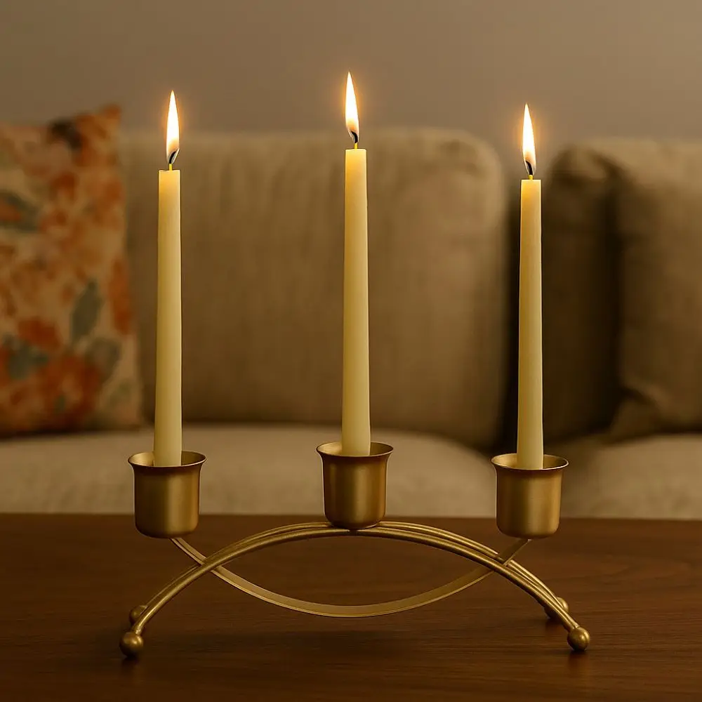 

Minimalist European Style 3 Arms Candle Holder Metal Three Head Vintage Candelabra Decorative Iron Candleholder Holiday Dining