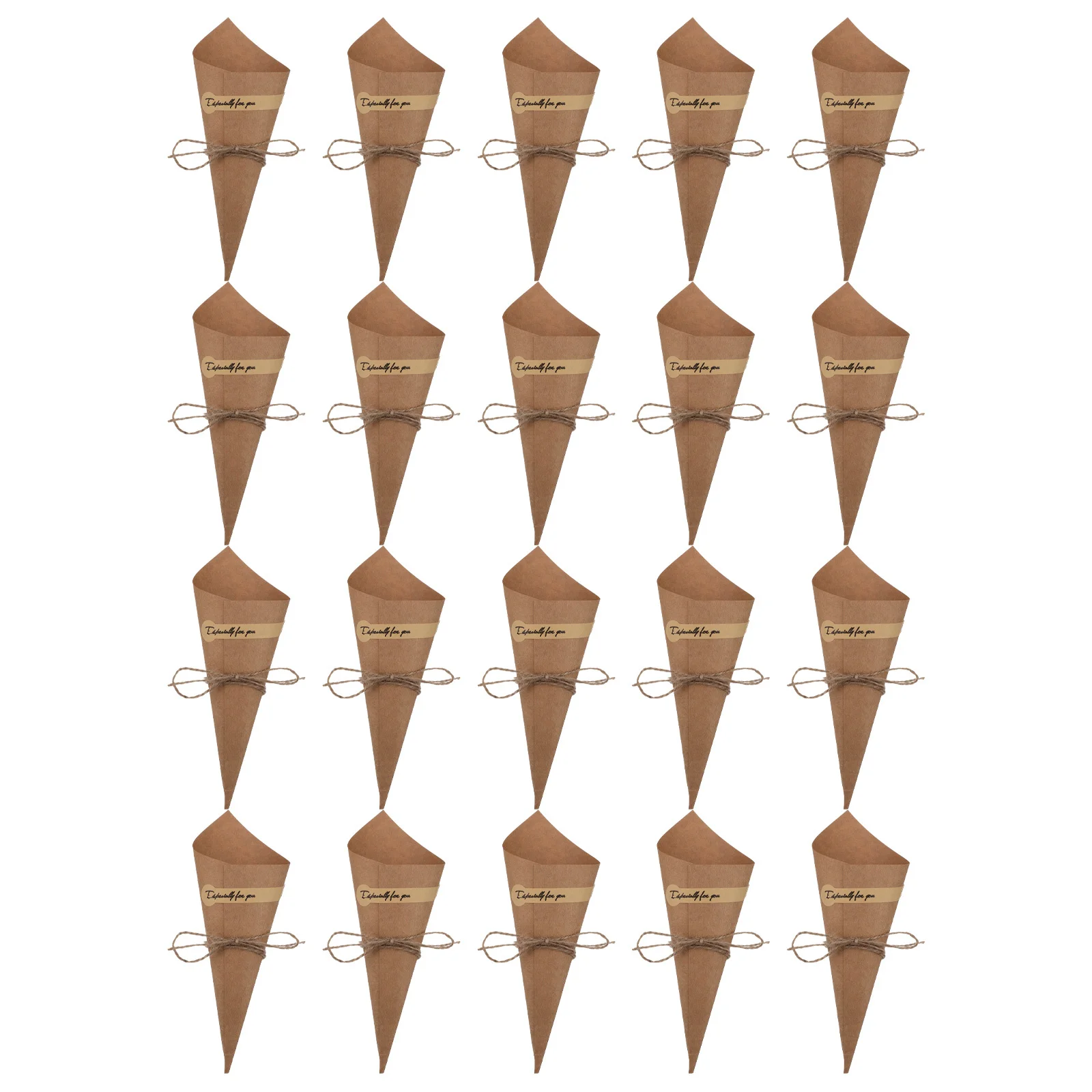 50pcs Paper Cones Kraft Food Cones For Candy Ice Cream Serving Tasting Flower Hemp Rope Wedding Cafe Outdoor Event Use