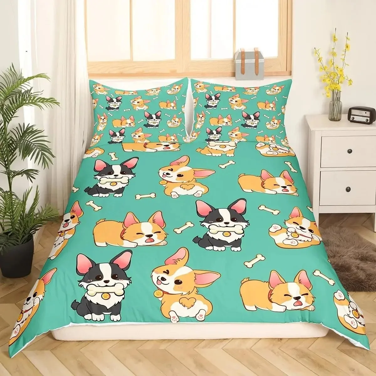 

2 Cartoon Dog Duvet Cover Pillowcase Cat Bedding Set Adult Boy Girl Bedroom Decoration Children Gift Single Double Large Size