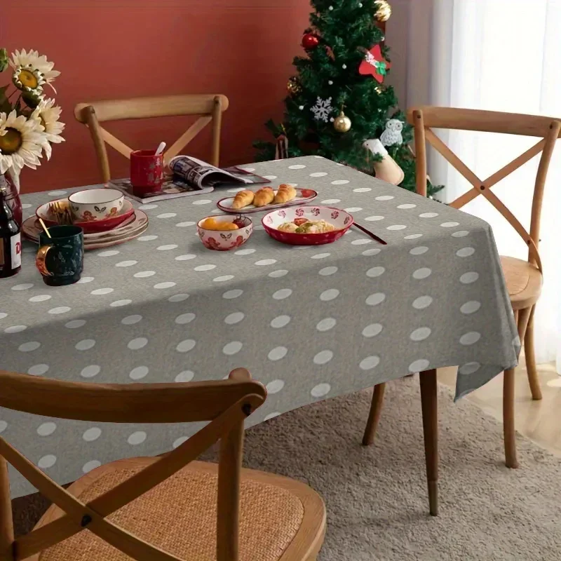 One elegant grey polka dot tablecloth - a must-have for home decoration, a modern tablecloth.zyc