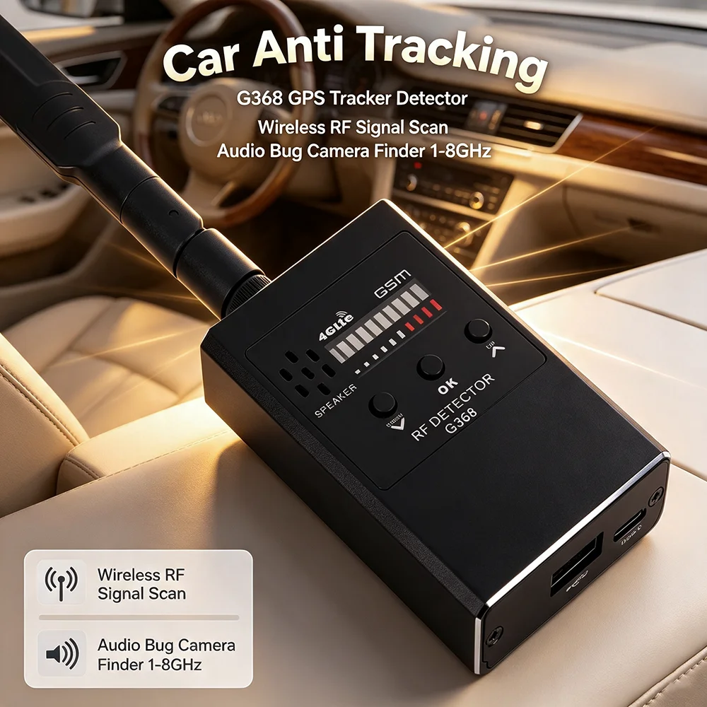 Portable Professional Wireless Anti Spy RF Signal Detector, Hidden Camera Finder, GPS Tracker, GSM Audio Bug Scanner 1-8GHz Band