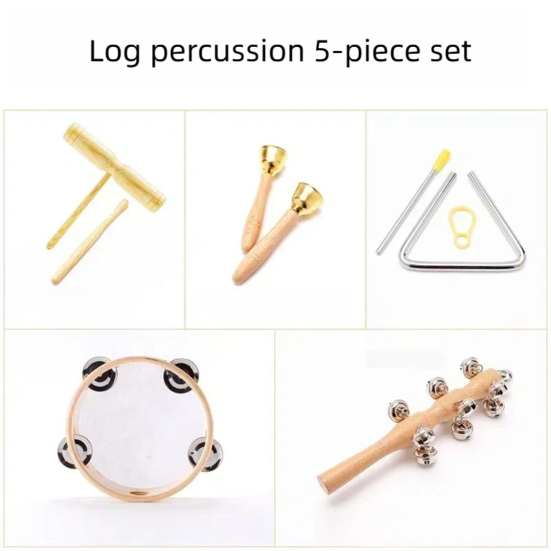 Orff Percussion Instrument Log Set Student Teaching Aids Full Set Textbook Tambourine Set Early Education Instrument