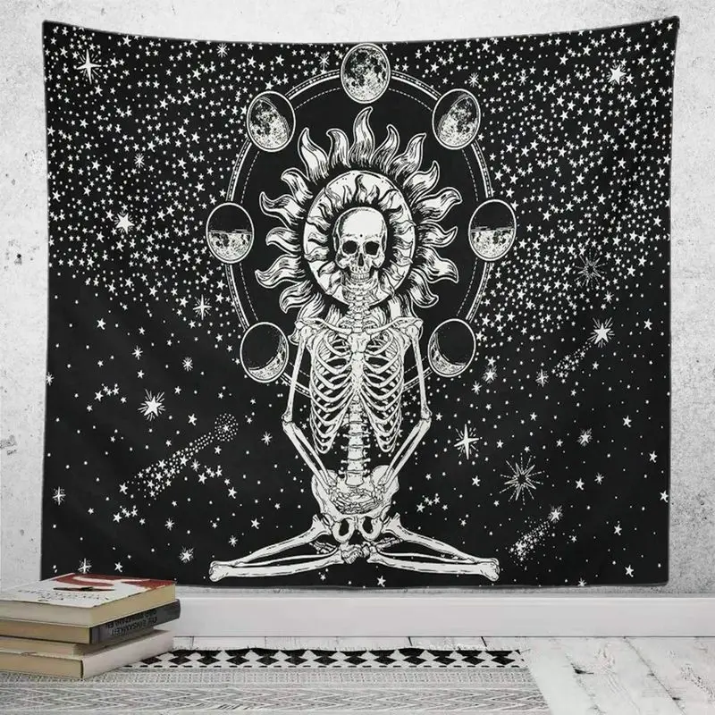 VIKAMA Black and White Zodiac Star Chart Tapestry Mysterious Astrology Tarot Background Cloth Wall Decoration Room Decoration