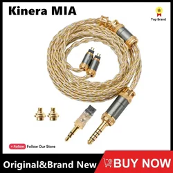 Kinera MIA Earphone Upgrade Cable with 3.5+4.4mm Interchangeable Plugs 0.78 2pin MMCX IEM 6N Single Crystal Copper Silver-Plated