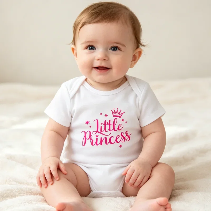 Little Princess Print Baby Girl Bodysuit Cute Newborn Baby Girl Cotton Romper Summer Short Sleeve Jumpsuit